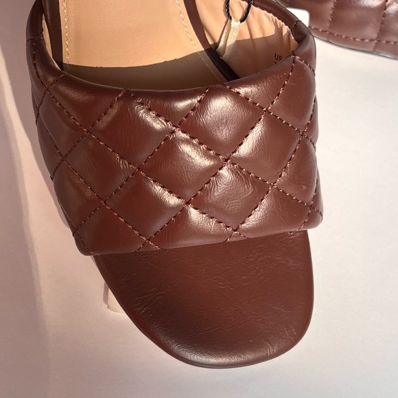 The Drop Quilted Chocolate High Block Heeled Mule Open Toe Sandal Ladies 7.5 - Picture 5 of 10